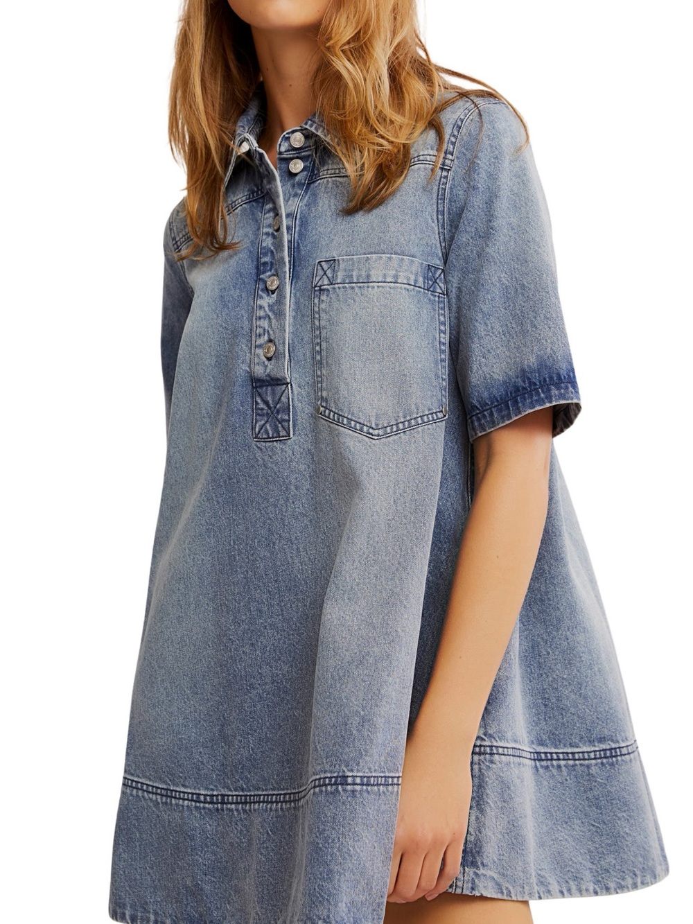Elan remino denim mini dress in ocean blue size S NWT